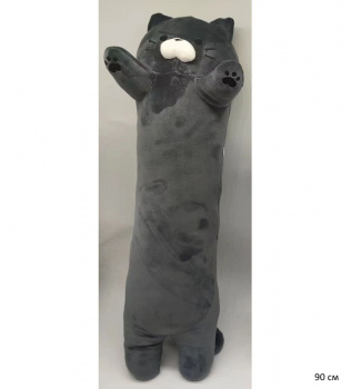 им Обнимашка арт. 15372/2090521 Кот дымчатый с белой мордой 90 см в пак.