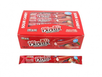 Конфета арт. 872094/872087-3 Жевательная Трубочка-тянучка с начинкой Клубника 15 г 30 шт. в кор.