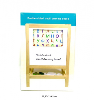 Доска для рисования арт. 2181-179 Мольберт дерев. двухстронний, алфавит в кор._