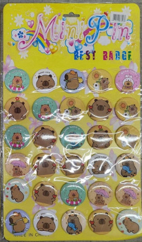 Значки арт. 3-805 Капибара 30 шт. на листе Значки арт. 3-805 Капибара 30 шт. на листе