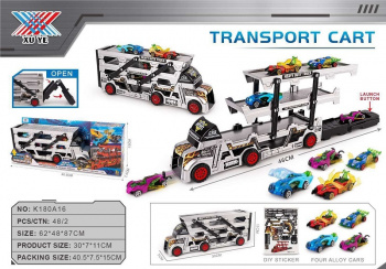 Набор машин арт. K180A16 Автовоз с раскладной катапультой в кор. 30*7*11
