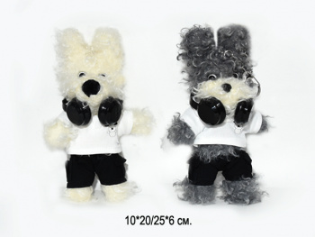 им Собака арт. 209326 Пудель Брелок Гнущийся в одежде с наушниками 20 см в пак.