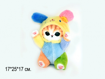 им Кошка арт. 16744-209 В разноцветном костюме зайки 25 см в пак.