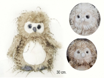 им Сова арт. 209028 Мохнатая белое брюшко 30 см в пак.