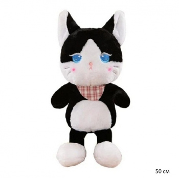 им Кошка арт. 902-6/90233-6 Черно-белая с платком на шее 50 см в пак.)