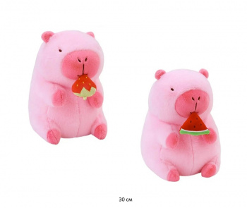 им Капибара арт. 240718-10/240911-1 Розовая с ягодкой 30 см в пак.)