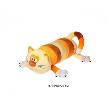 им Кот арт. 12197-2-209 Полосатый в желтых тонах с выпуклыми глазами 60 см в пак.