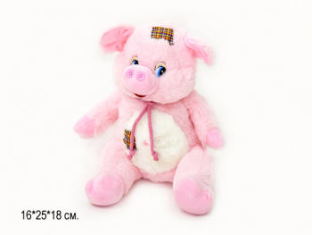 им Свинка арт. 19451 Розовая с заплат. муз. в пак.°