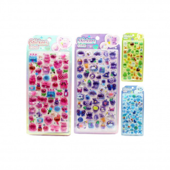 Наклейки объемные арт. YL-008-209 Набор "Цветное ассорти" 4 вида 9,5*21 см на листе