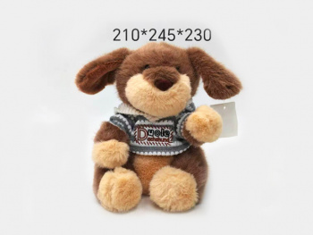 им Собака арт. 789-50-21 Коричневая сидит в кофте 21 см в пак._ им Собака арт. 789-50-21 Коричневая сидит в кофте 21 см в пак._