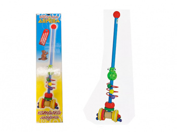 Деревянная игрушка арт. 93-105 Лягушка Каталка на палочке в кор._