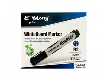 кц_Маркер для белой доски арт. YL875005 Набор 12 шт. Черный круглый наконечник линия 2-3 мм в кор.