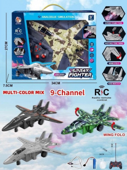 Самолет на р/у арт. 5003E Военный истребитель с аккум. свет, звук, пар в кор.34*7,5*27