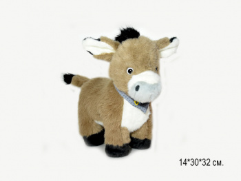 им Лошадь арт. 89038-2-209 Бежевая с бело-серой мордой 30*32 см в пак.