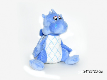 им Дракон арт. 16959-209 Голубой животом в клетку сидит 25 см в пак.