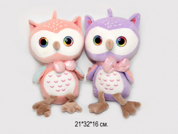 им Сова арт. 2525/40//1284/40//90815-24 С бантом на шее 32 см в пак.)