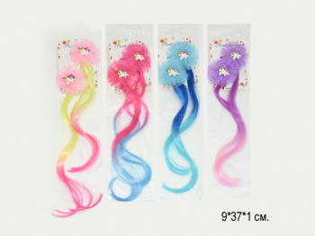 Пряди заколка арт. A131 Бантик Единорожка" 2 шт. в пак.