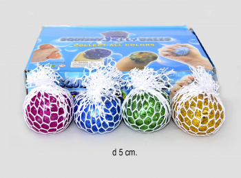 Мяч жид. арт. 148400/5973-5 Блестки в белой сетке 5 см (24 шт.) в кор.**•