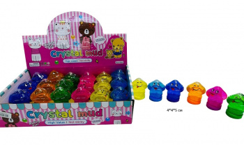 Лизун арт. 2027-6 "Гриб" мордашка прозрачный цвета микс (24 шт.) шоубокс•