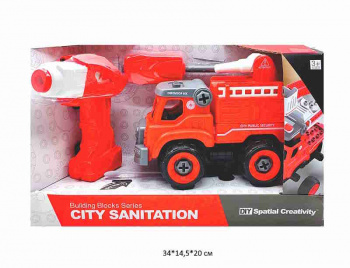 Машина констр. арт. LM8032-DZ-1 Пожарная с отверткой, шуруповертом в кор._