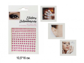Наклейки арт. ABS-170-8-709 Стразы розовые круглые на листе