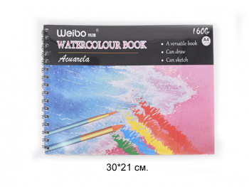 кц_Скетчбук арт. WB-95601 Альбом 30 л. А4 горизонтальный на пружине 160 г/м²