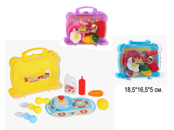 Набор посуды арт. HJ149A С продуктами в ассортименте в пластик. чемодане•