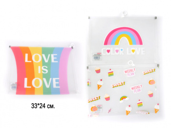 кц_Папка для тетрадей арт. WB-5836 Zip-lock-молнии 33*24,5 "Радужная" ассорти