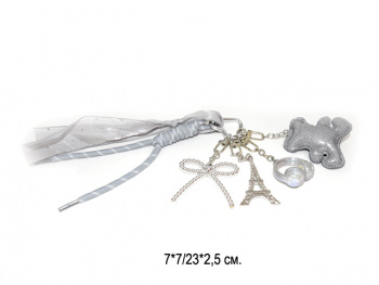 Брелок-подвеска арт. 209301 Медведь мягкий серебряный 7 см 1 шт в пак.